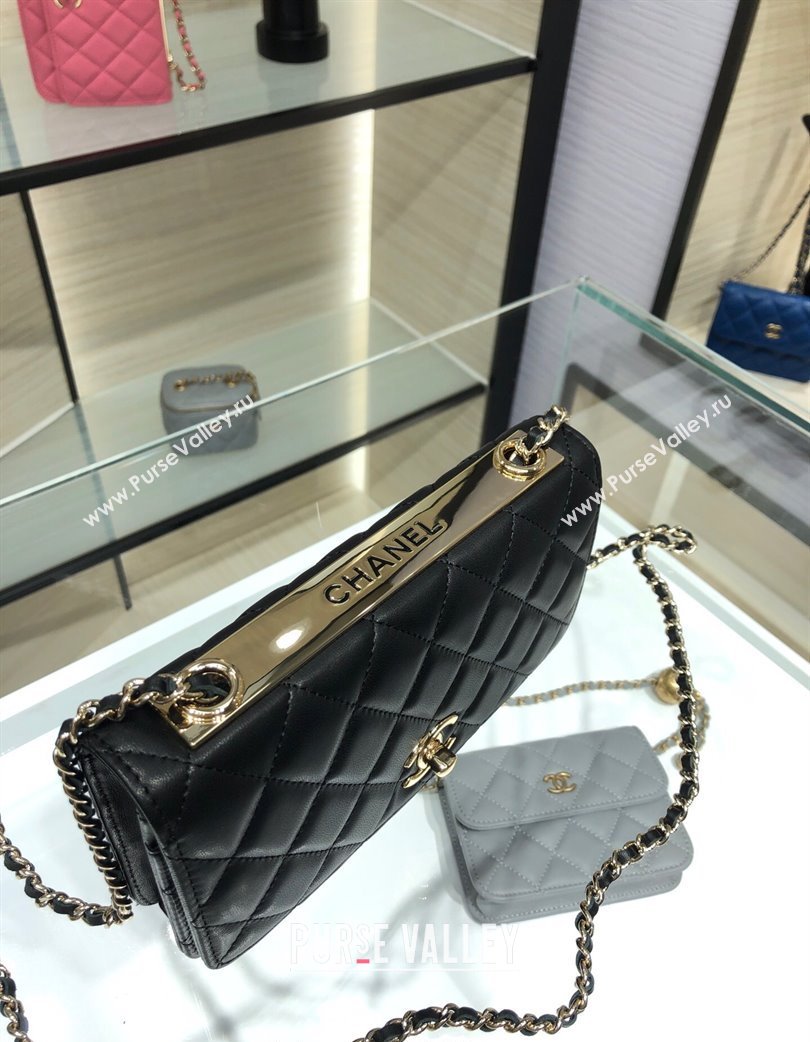 Chanel Lambskin Wallet On Chain WOC with Metal-Tone Band Black 2025 A84456 (yezi-250213048)