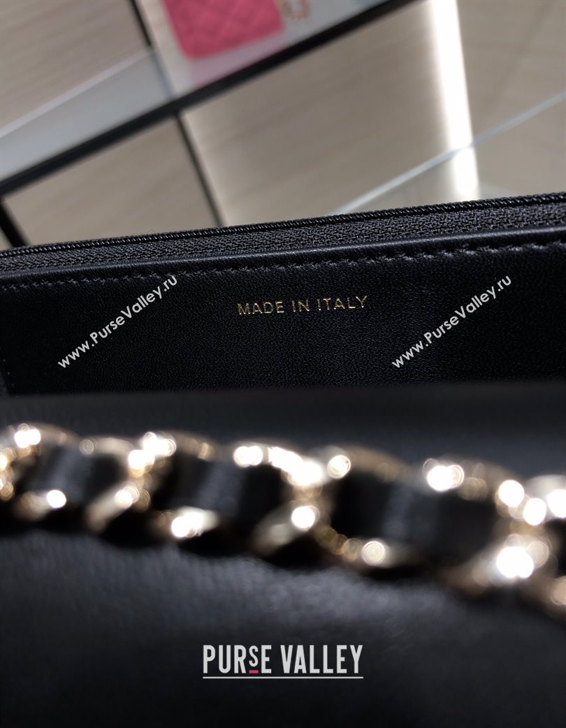 Chanel Lambskin Wallet On Chain WOC with Metal-Tone Band Black 2025 A84456 (yezi-250213048)