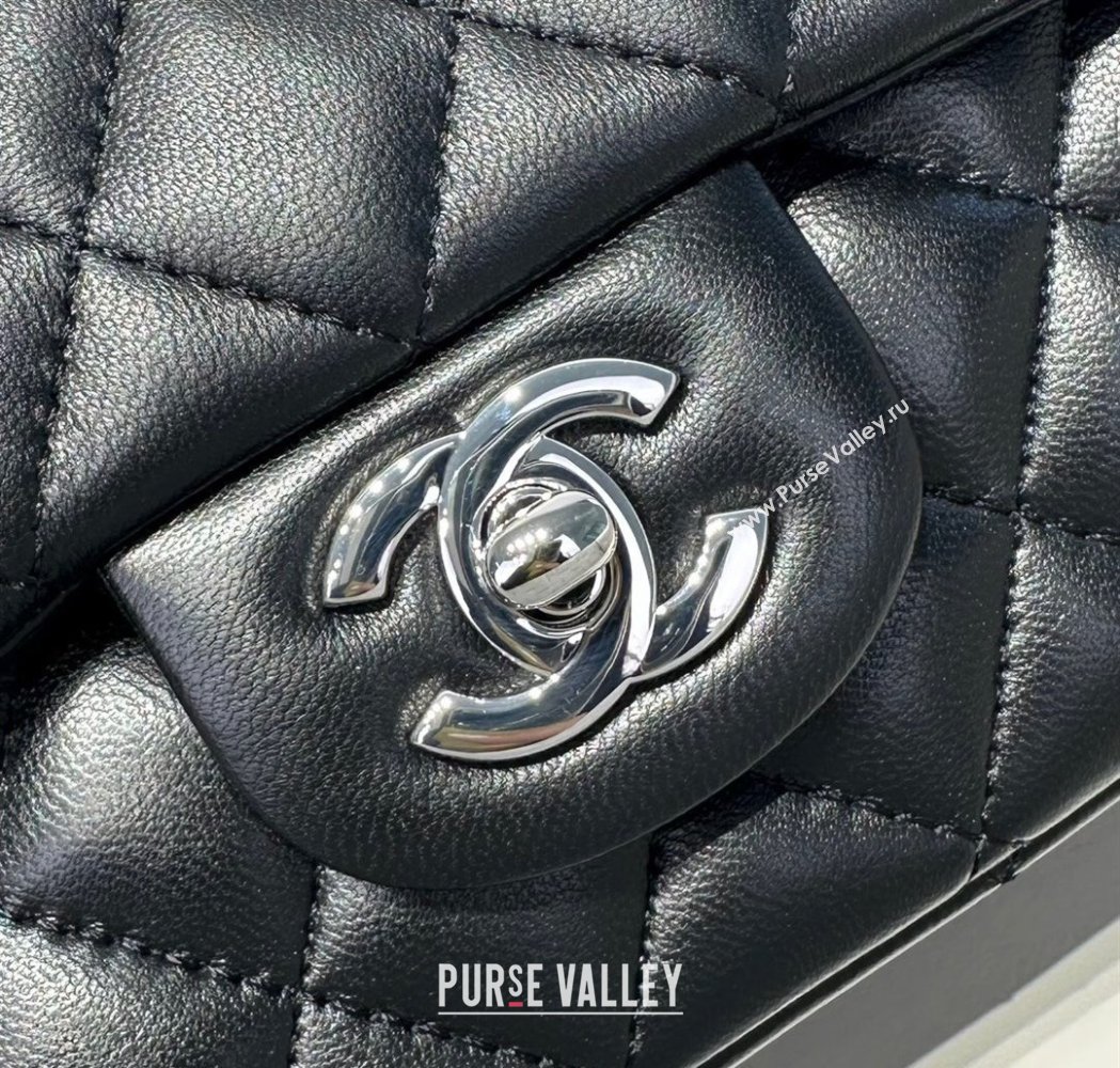 Chanel Coco Lambskin Mini Flap Bag with Top Handle AS2431 Black/Silver 2025 0212 (yezi-250213001)