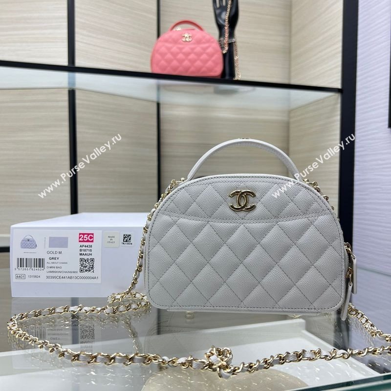Chanel Grained Calfskin Clutch with Chain and Top Handle AP4438 Grey 2025 (yezi-250213049)