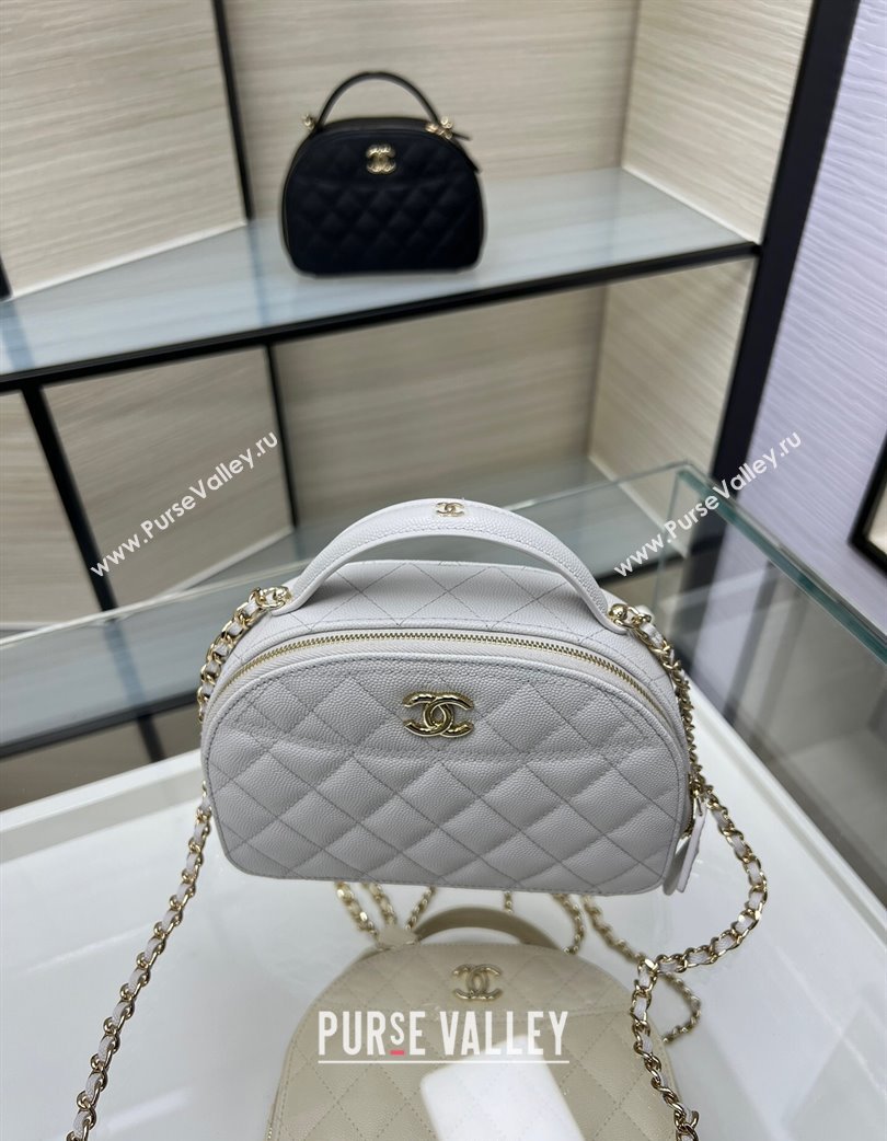 Chanel Grained Calfskin Clutch with Chain and Top Handle AP4438 Grey 2025 (yezi-250213049)