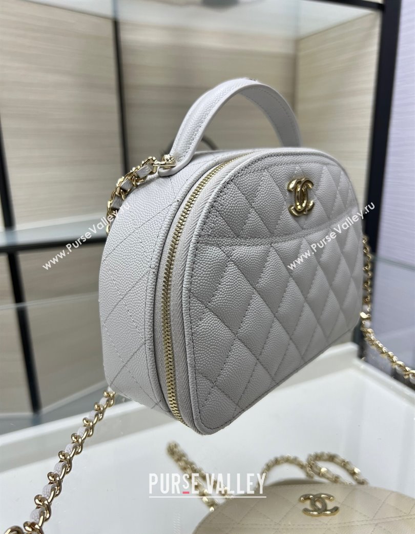 Chanel Grained Calfskin Clutch with Chain and Top Handle AP4438 Grey 2025 (yezi-250213049)
