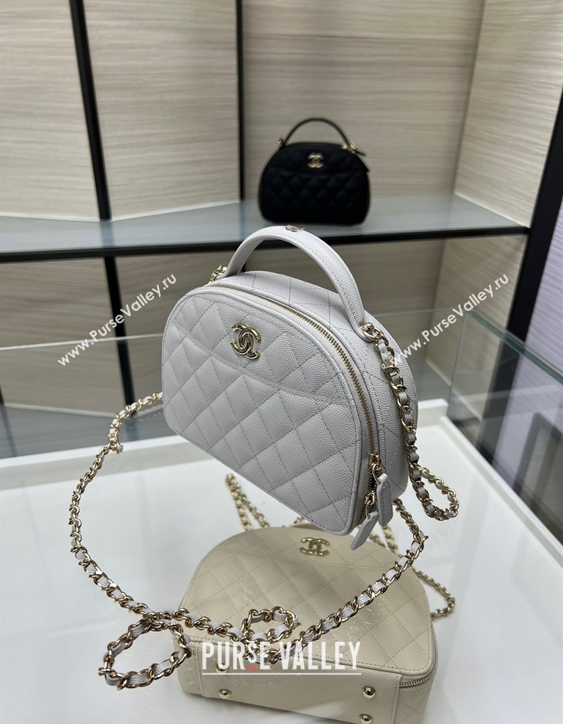 Chanel Grained Calfskin Clutch with Chain and Top Handle AP4438 Grey 2025 (yezi-250213049)