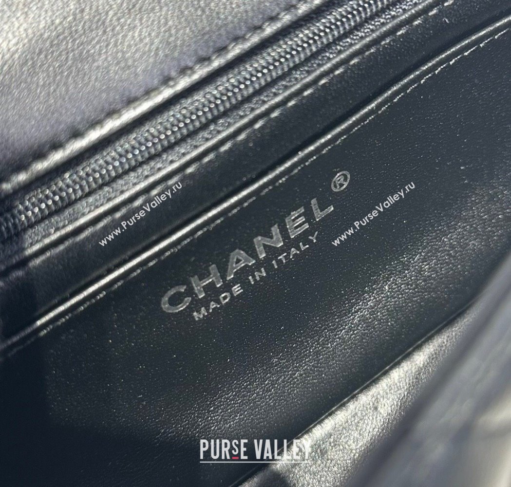 Chanel Coco Lambskin Mini Flap Bag with Top Handle AS2431 Black/Silver 2025 0212 (yezi-250213001)