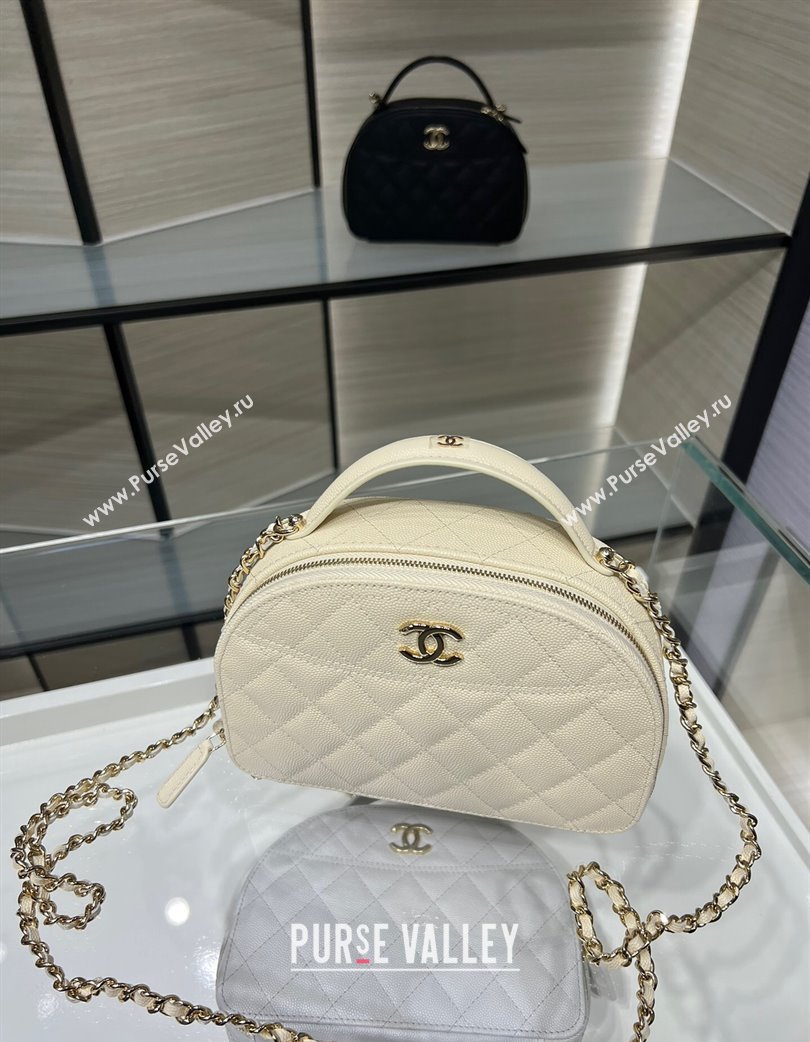 Chanel Grained Calfskin Clutch with Chain and Top Handle AP4438 Cream White 2025 (yezi-250213050)