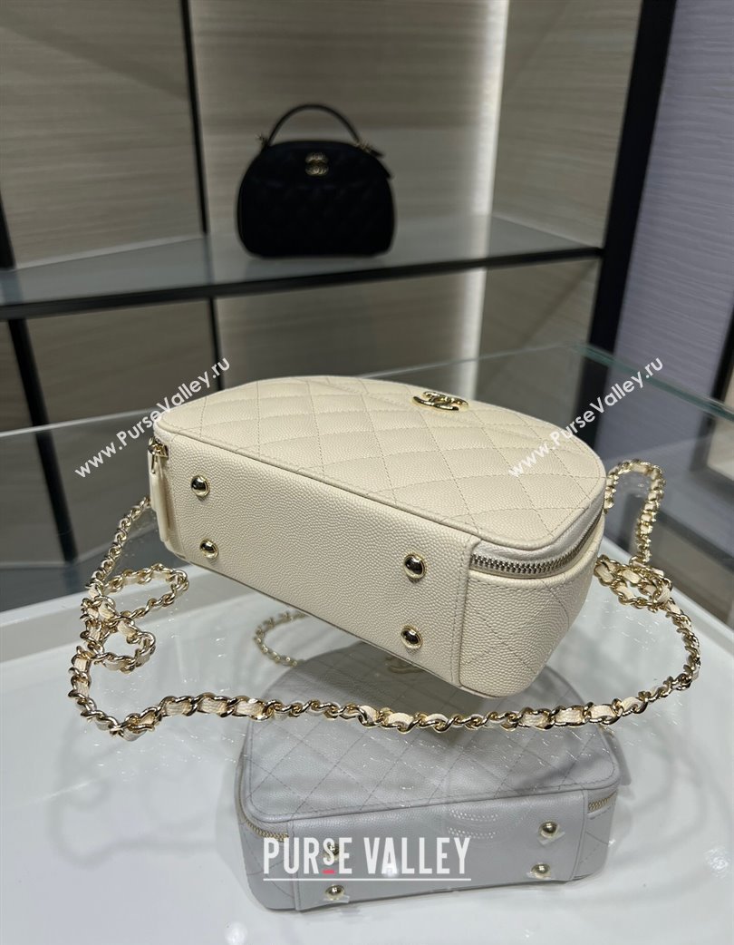 Chanel Grained Calfskin Clutch with Chain and Top Handle AP4438 Cream White 2025 (yezi-250213050)