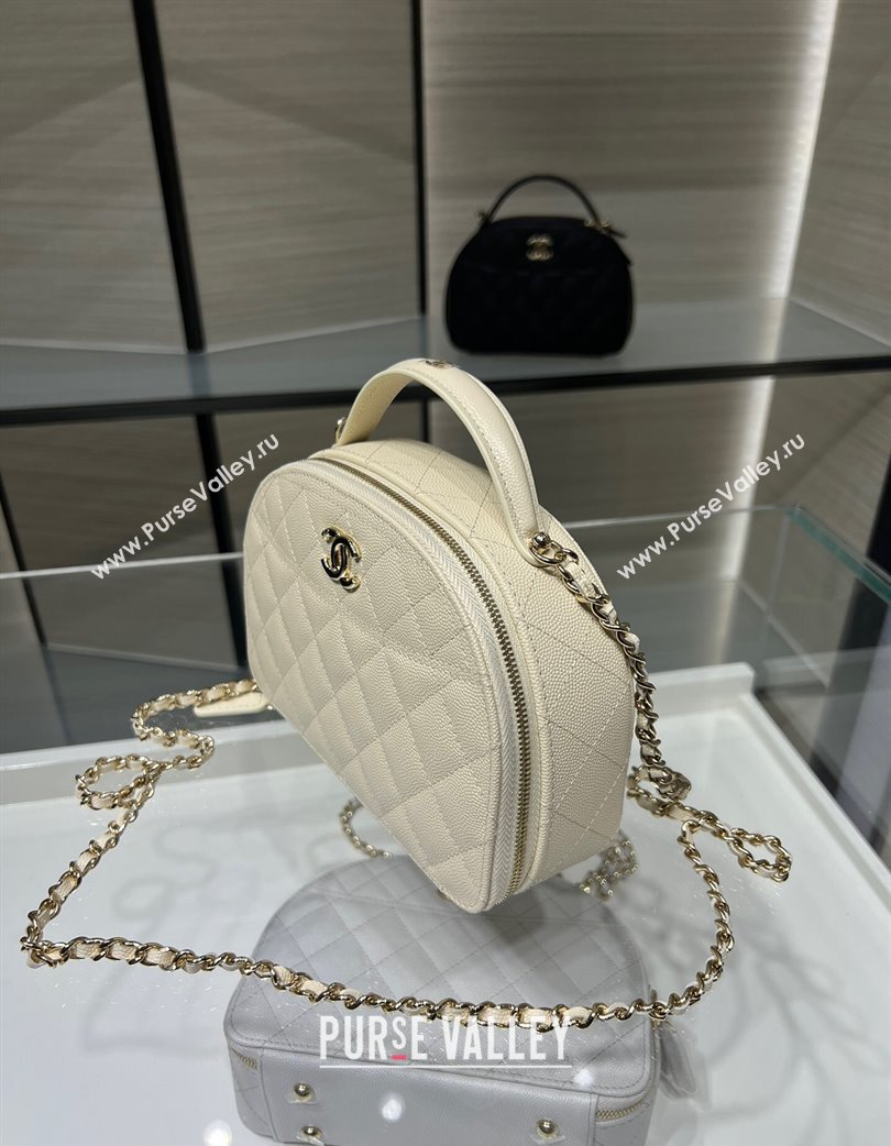 Chanel Grained Calfskin Clutch with Chain and Top Handle AP4438 Cream White 2025 (yezi-250213050)