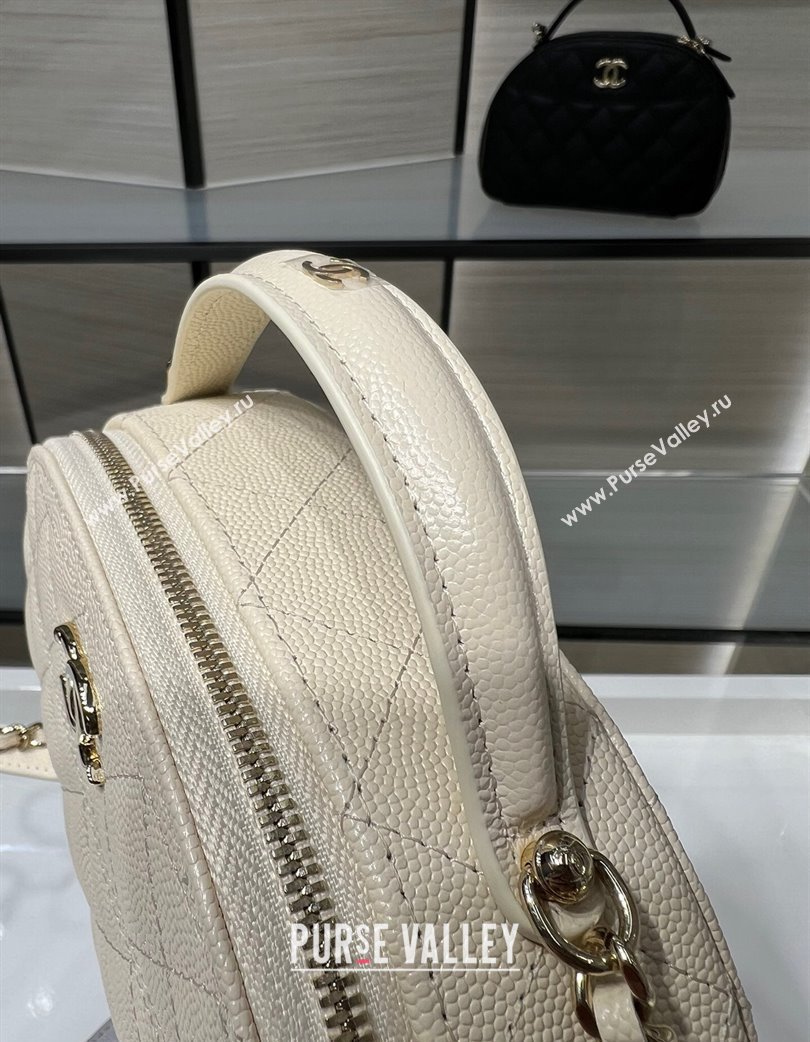 Chanel Grained Calfskin Clutch with Chain and Top Handle AP4438 Cream White 2025 (yezi-250213050)