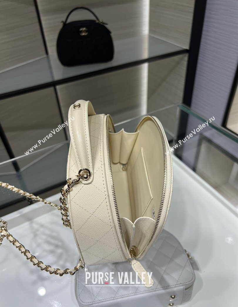 Chanel Grained Calfskin Clutch with Chain and Top Handle AP4438 Cream White 2025 (yezi-250213050)