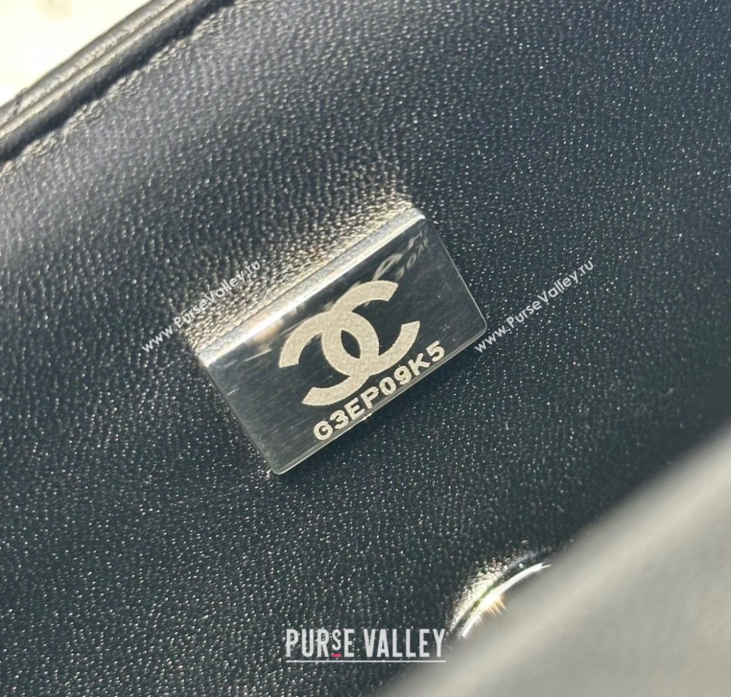 Chanel Coco Lambskin Mini Flap Bag with Top Handle AS2431 Black/Silver 2025 0212 (yezi-250213001)