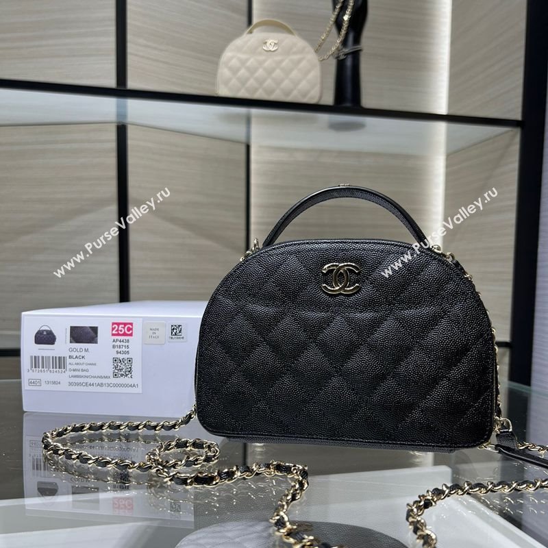 Chanel Grained Calfskin Clutch with Chain and Top Handle AP4438 Black 2025 (yezi-250213051)