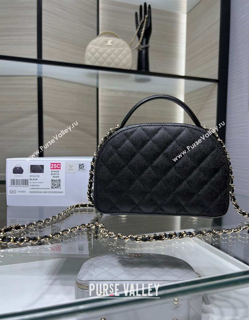 Chanel Grained Calfskin Clutch with Chain and Top Handle AP4438 Black 2025 (yezi-250213051)