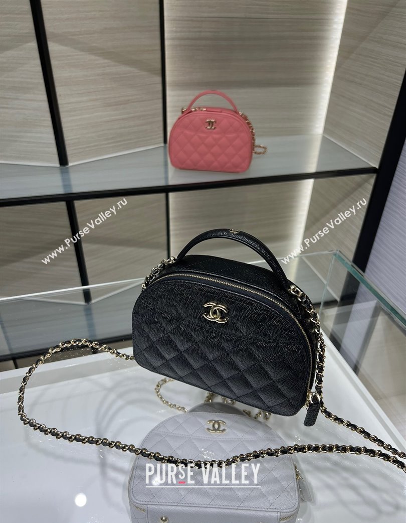 Chanel Grained Calfskin Clutch with Chain and Top Handle AP4438 Black 2025 (yezi-250213051)