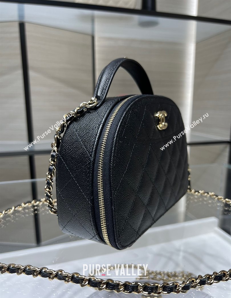 Chanel Grained Calfskin Clutch with Chain and Top Handle AP4438 Black 2025 (yezi-250213051)
