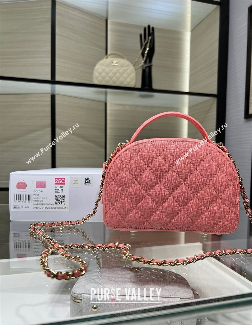 Chanel Grained Calfskin Clutch with Chain and Top Handle AP4438 Pink 2025 (yezi-250213052)