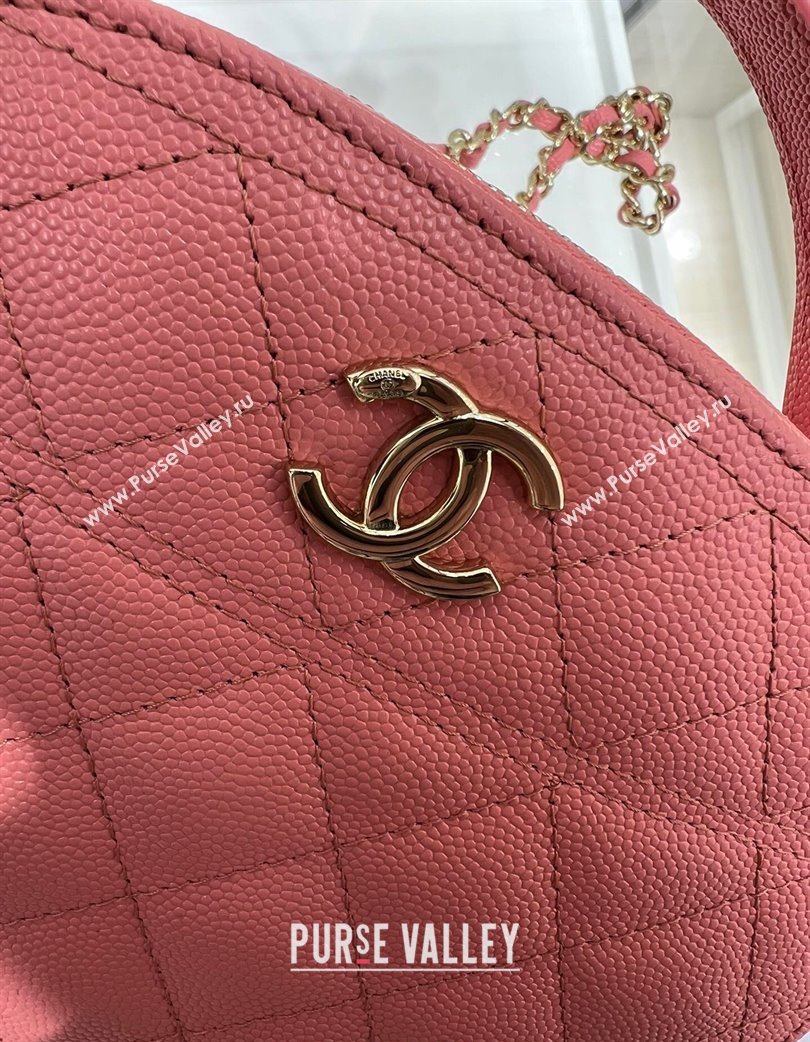 Chanel Grained Calfskin Clutch with Chain and Top Handle AP4438 Pink 2025 (yezi-250213052)