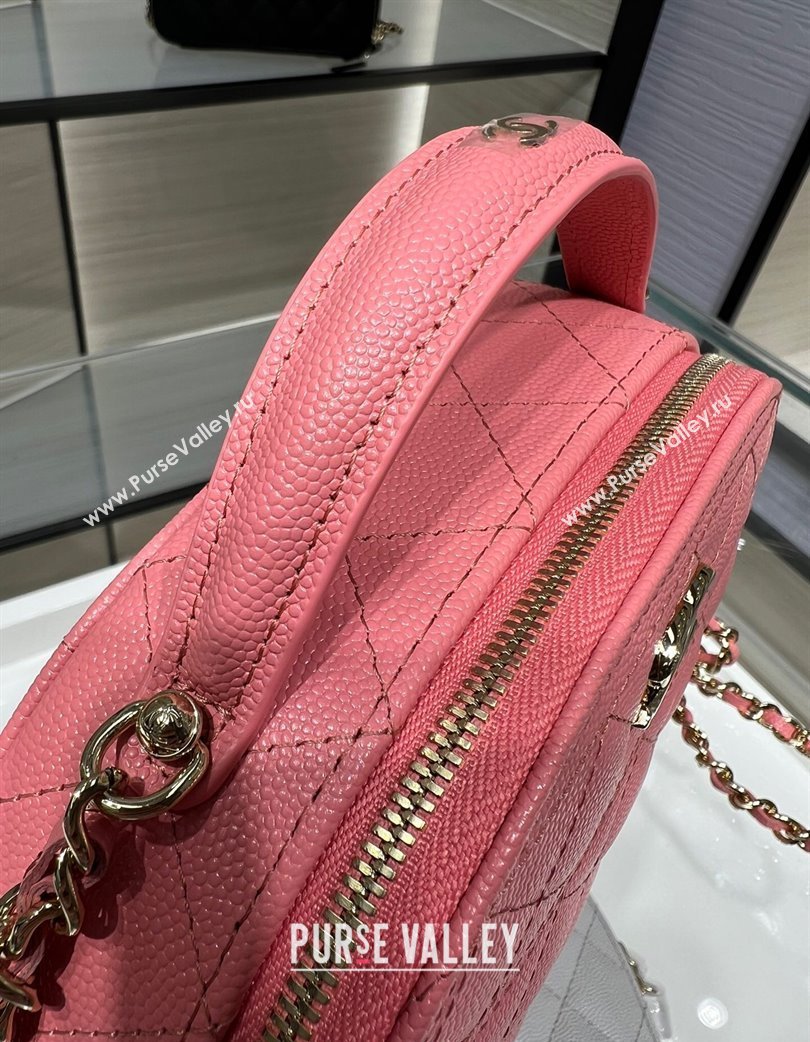 Chanel Grained Calfskin Clutch with Chain and Top Handle AP4438 Pink 2025 (yezi-250213052)