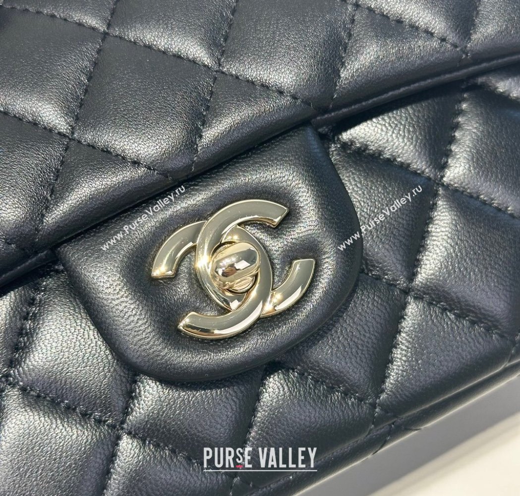 Chanel Coco Lambskin Mini Flap Bag with Top Handle AS2431 Black/Gold 2025 0212 (yezi-250213002)