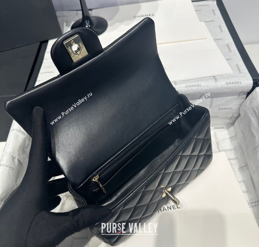 Chanel Coco Lambskin Mini Flap Bag with Top Handle AS2431 Black/Gold 2025 0212 (yezi-250213002)
