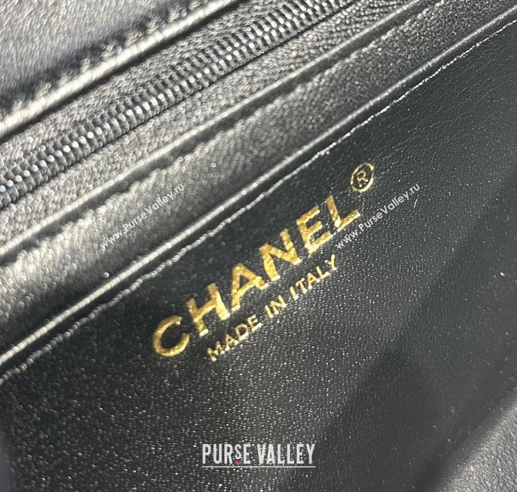 Chanel Coco Lambskin Mini Flap Bag with Top Handle AS2431 Black/Gold 2025 0212 (yezi-250213002)