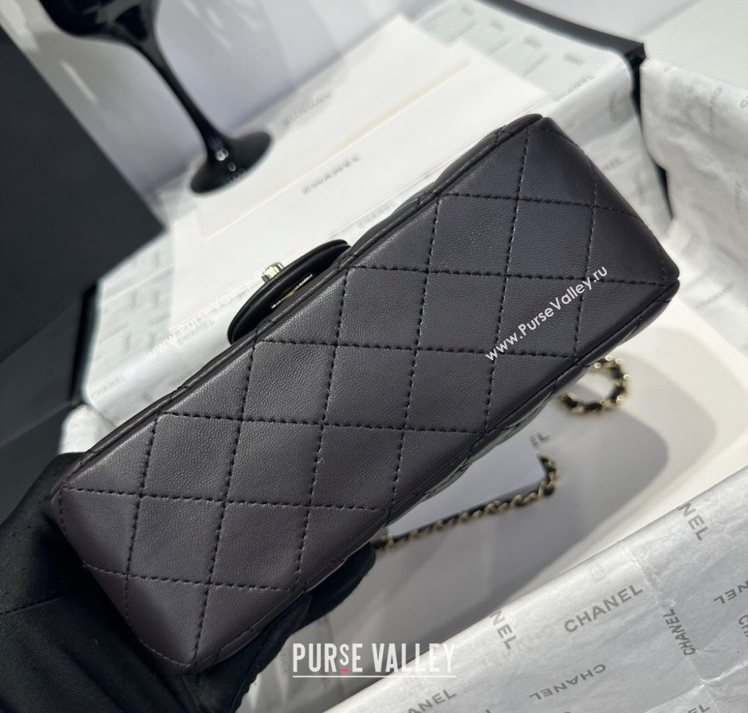 Chanel Coco Lambskin Mini Flap Bag with Top Handle AS2431 Dark Chocolate 2025 0212 (yezi-250213003)
