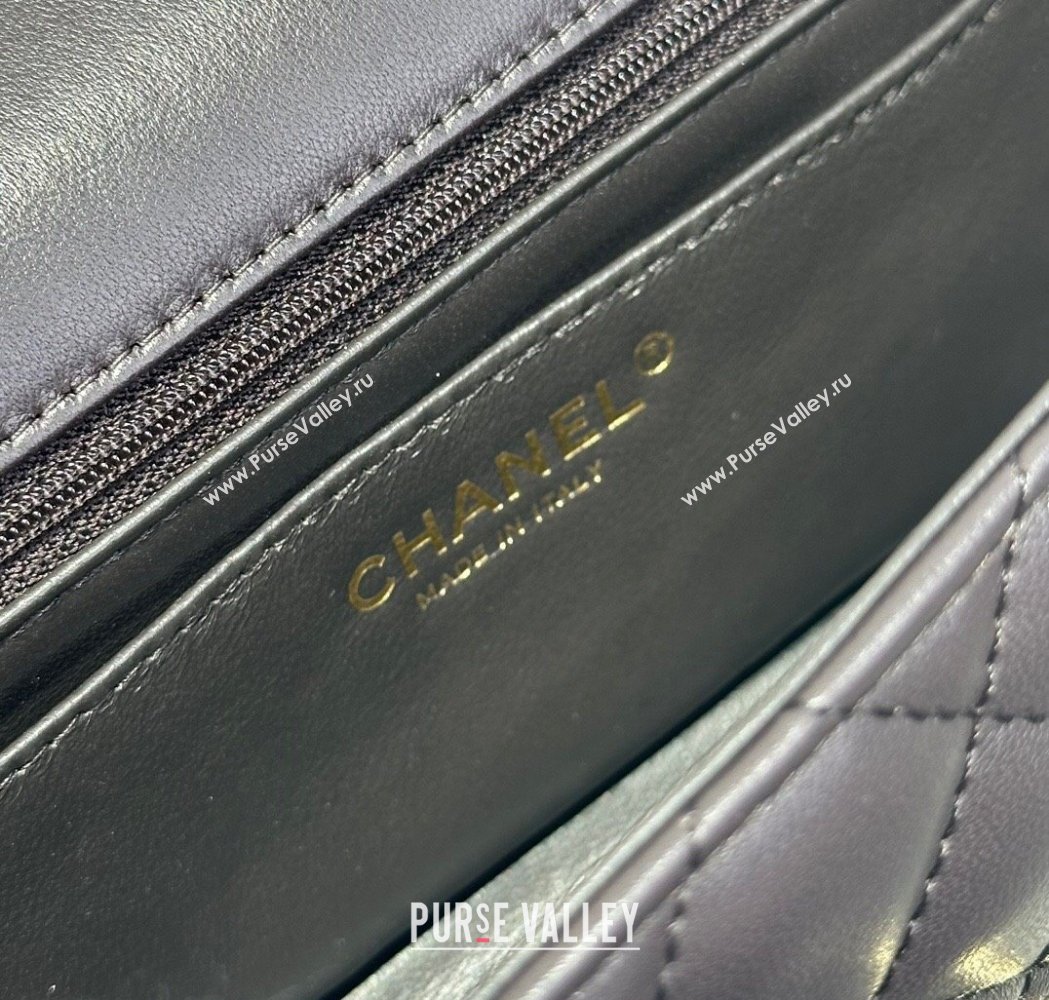Chanel Coco Lambskin Mini Flap Bag with Top Handle AS2431 Dark Chocolate 2025 0212 (yezi-250213003)