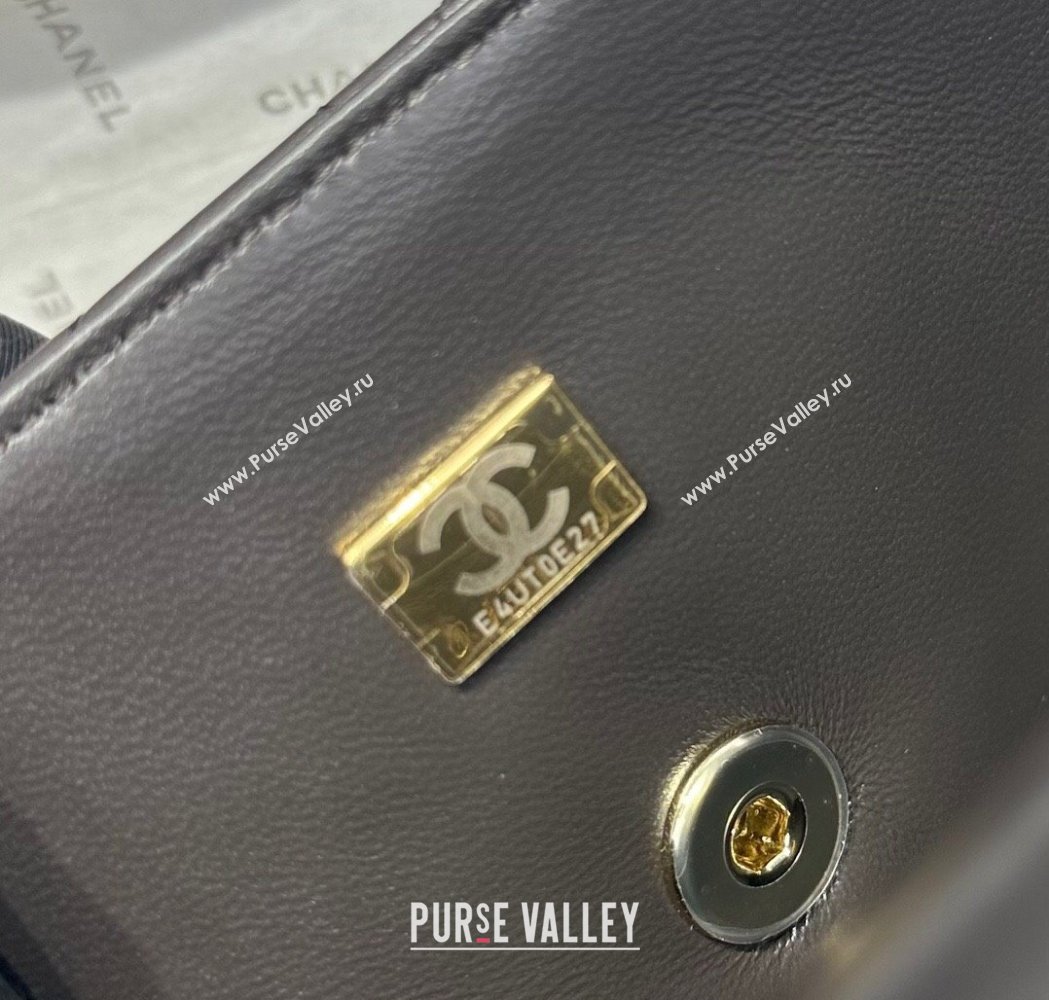 Chanel Coco Lambskin Mini Flap Bag with Top Handle AS2431 Dark Chocolate 2025 0212 (yezi-250213003)