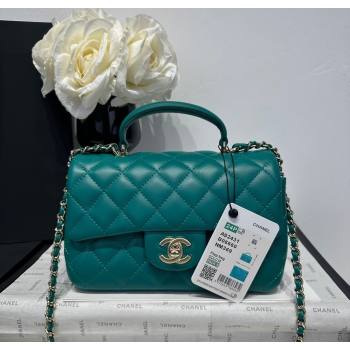 Chanel Coco Lambskin Mini Flap Bag with Top Handle AS2431 Dark Green 2025 0212 (yezi-250213004)