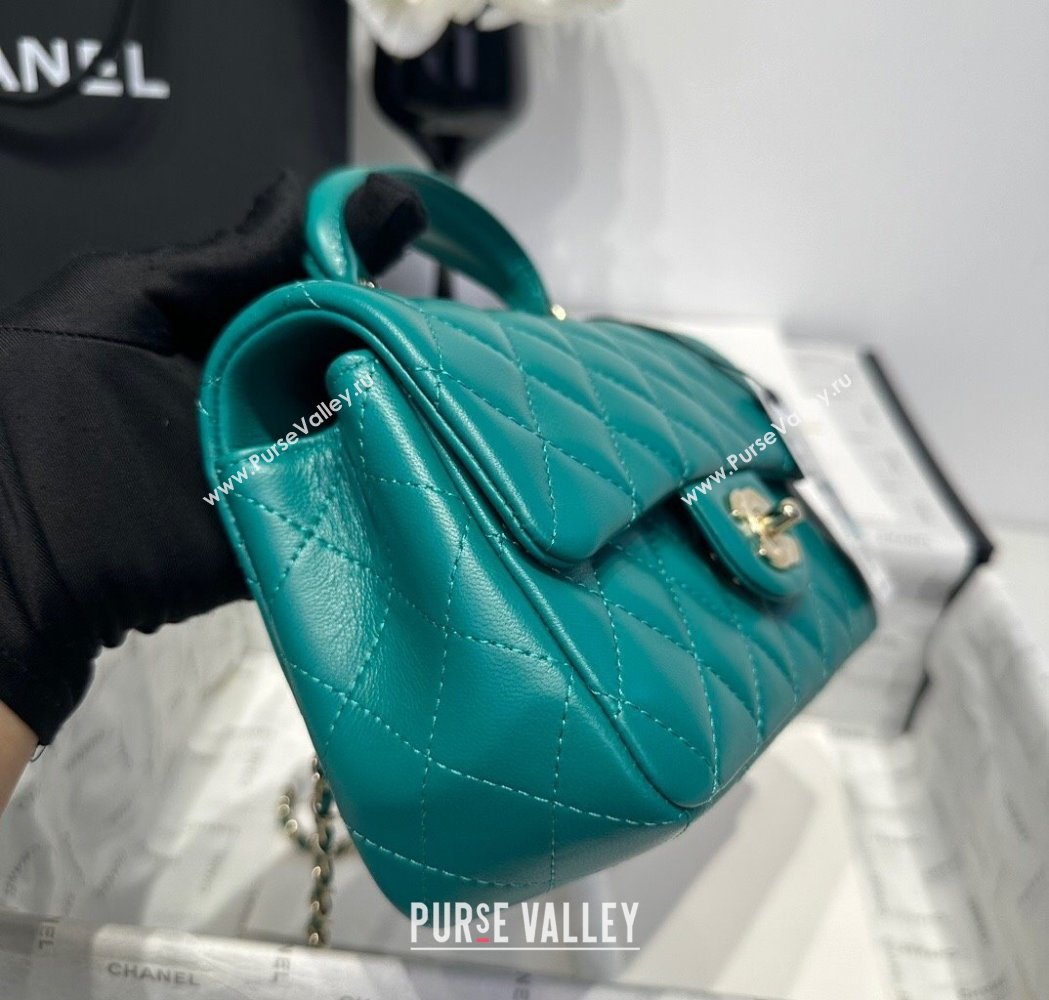 Chanel Coco Lambskin Mini Flap Bag with Top Handle AS2431 Dark Green 2025 0212 (yezi-250213004)
