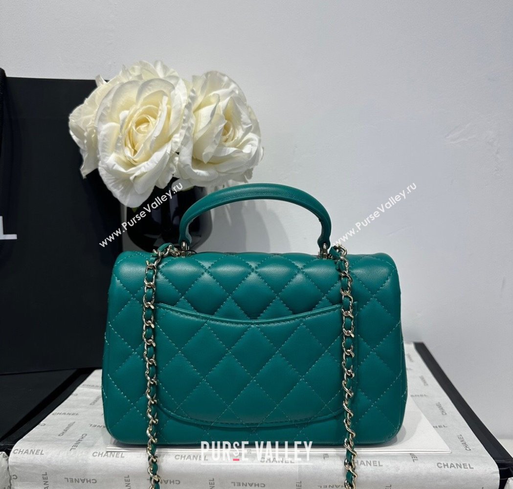 Chanel Coco Lambskin Mini Flap Bag with Top Handle AS2431 Dark Green 2025 0212 (yezi-250213004)
