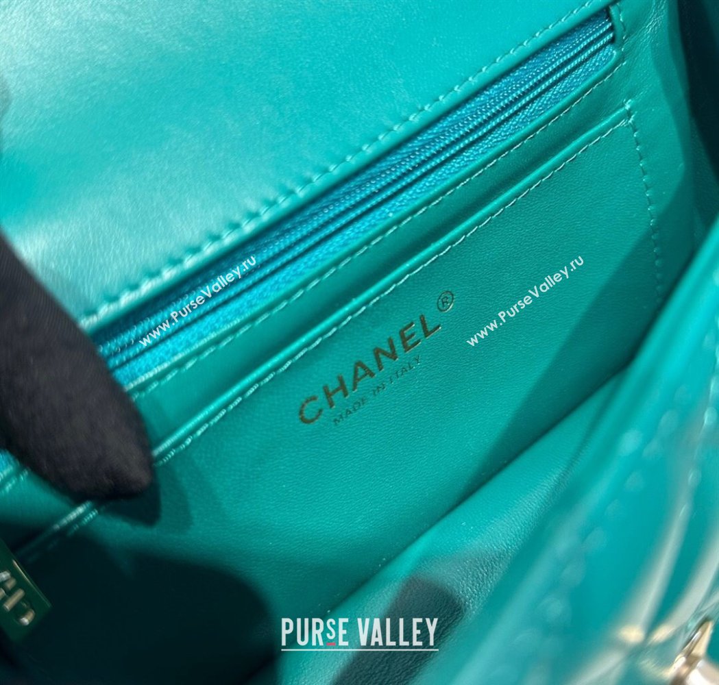 Chanel Coco Lambskin Mini Flap Bag with Top Handle AS2431 Dark Green 2025 0212 (yezi-250213004)