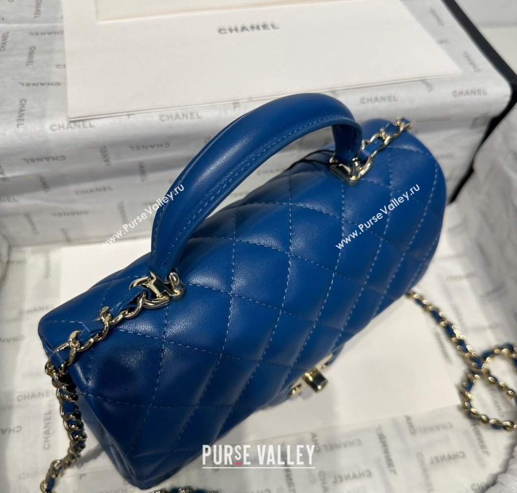 Chanel Coco Lambskin Mini Flap Bag with Top Handle AS2431 Royal Blue 2025 0212 (yezi-250213006)