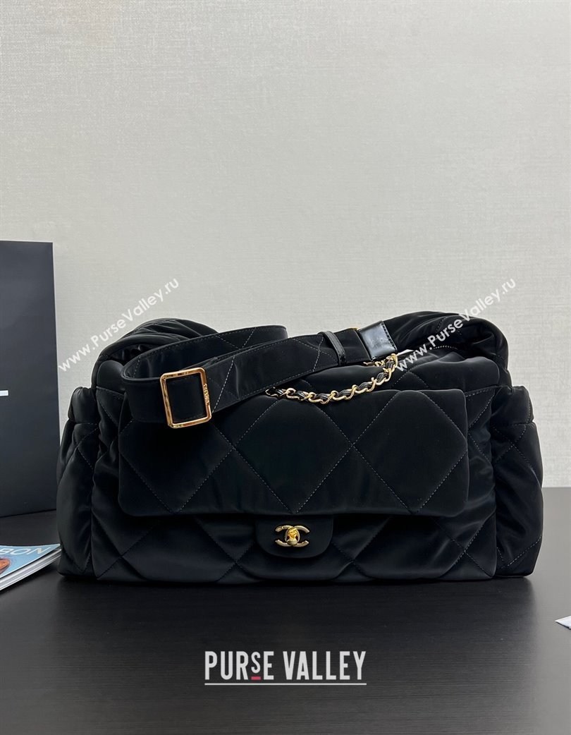 Chanel Coco Snow Velvet-Like Nylon Small Flap Bag Black 2025 (yezi-250213061)