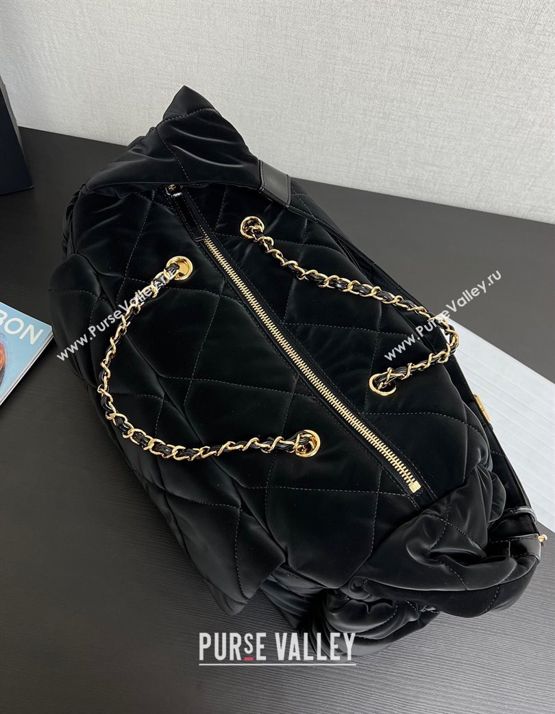 Chanel Coco Snow Velvet-Like Nylon Small Flap Bag Black 2025 (yezi-250213061)