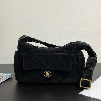 Chanel Coco Snow Velvet-Like Nylon Large Flap Bag Black 2025 (yezi-250213062)