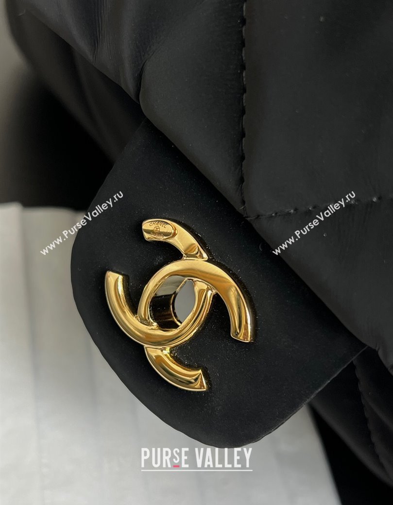 Chanel Coco Snow Velvet-Like Nylon Large Flap Bag Black 2025 (yezi-250213062)