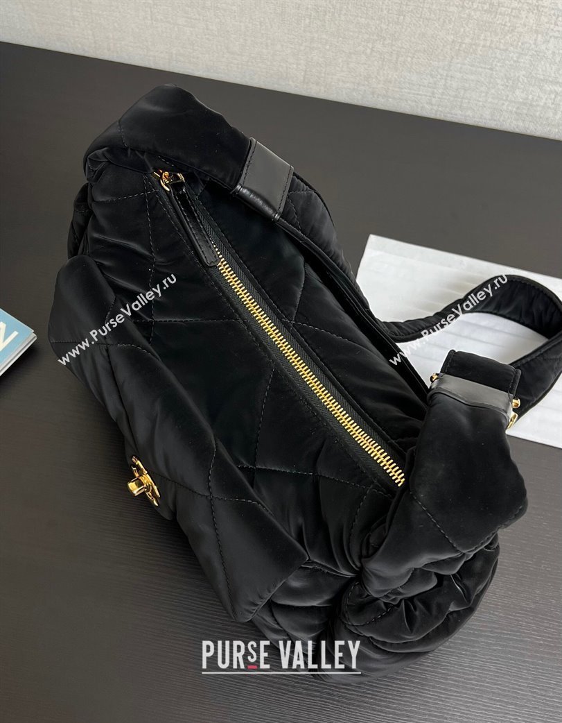 Chanel Coco Snow Velvet-Like Nylon Large Flap Bag Black 2025 (yezi-250213062)