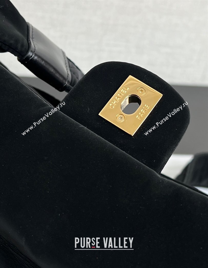 Chanel Coco Snow Velvet-Like Nylon Large Flap Bag Black 2025 (yezi-250213062)