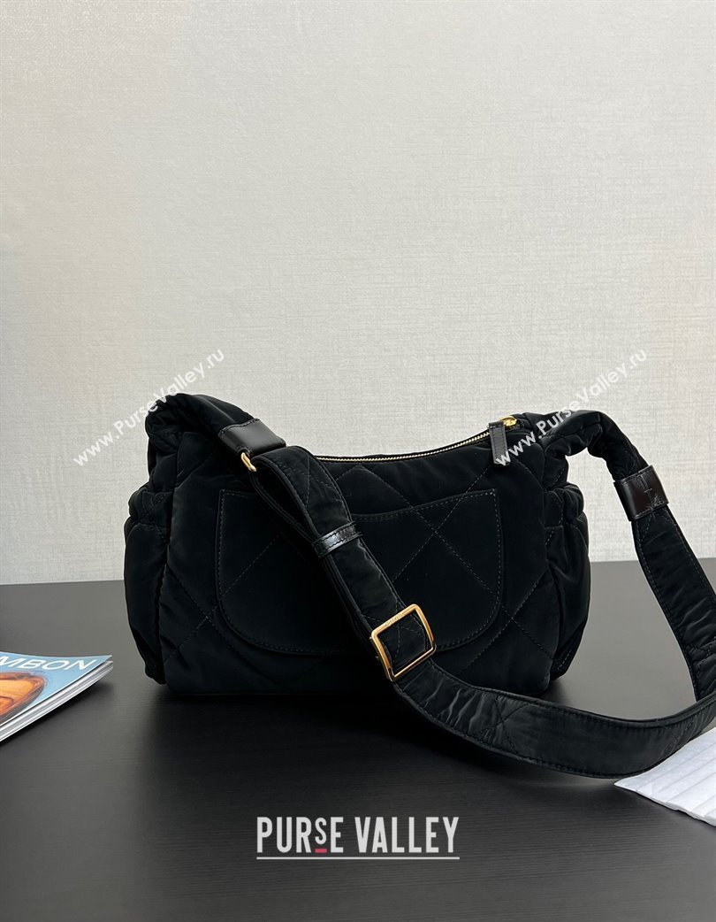 Chanel Coco Snow Velvet-Like Nylon Large Flap Bag Black 2025 (yezi-250213062)