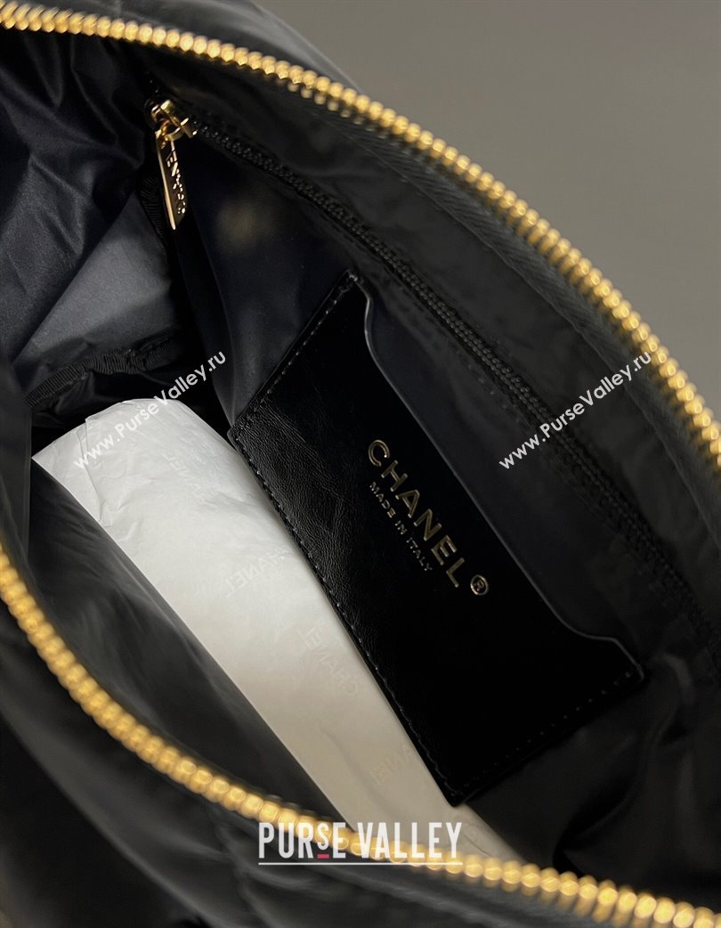 Chanel Coco Snow Velvet-Like Nylon Large Flap Bag Black 2025 (yezi-250213062)