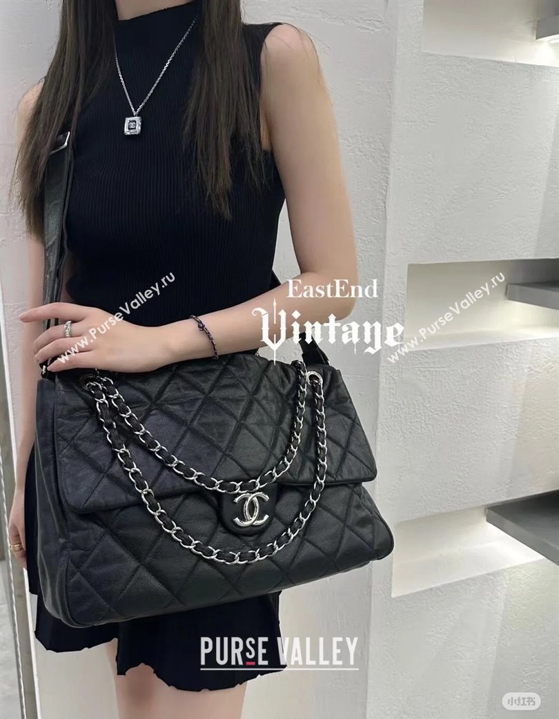 Chanel Vintage XXL Airline Travel Flap Bag in Caviar Grained Calfskin Black/Gunmetal 2025 (yezi-250213063)