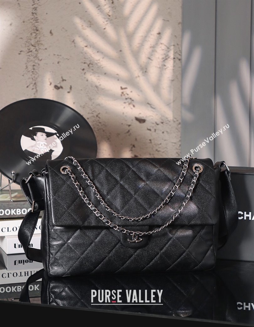 Chanel Vintage XXL Airline Travel Flap Bag in Caviar Grained Calfskin Black/Gunmetal 2025 (yezi-250213063)
