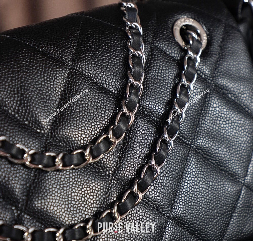 Chanel Vintage XXL Airline Travel Flap Bag in Caviar Grained Calfskin Black/Gunmetal 2025 (yezi-250213063)