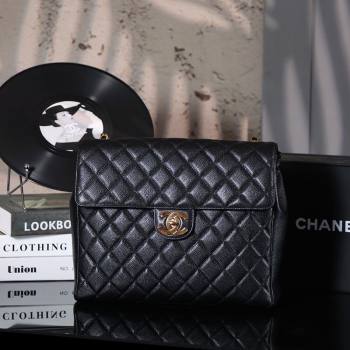 Chanel Vintage Grained Calfskin Flap Bag Black 2025 021302 (xiang-250213066)