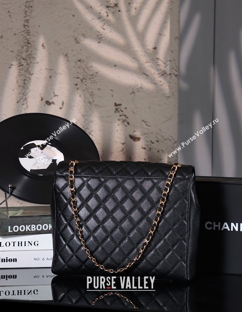 Chanel Vintage Grained Calfskin Flap Bag Black 2025 021302 (xiang-250213066)