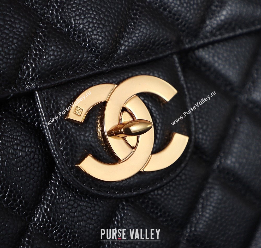 Chanel Vintage Grained Calfskin Flap Bag Black 2025 021302 (xiang-250213066)