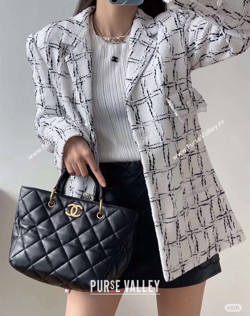 Chanel Quilted Lambskin Basket Shopping Bag Black 2025 AS4268 (yezi-250213067)