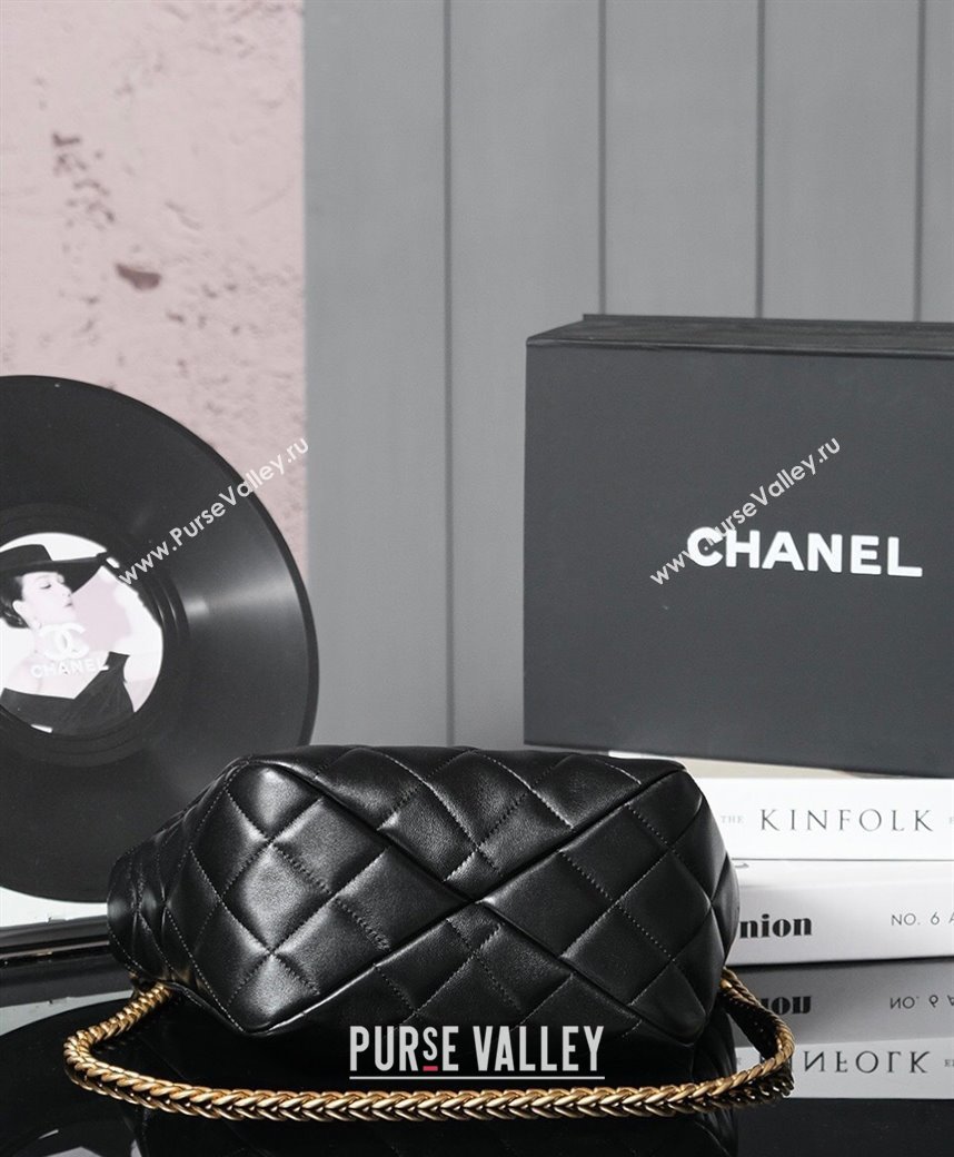Chanel Quilted Lambskin Basket Shopping Bag Black 2025 AS4268 (yezi-250213067)