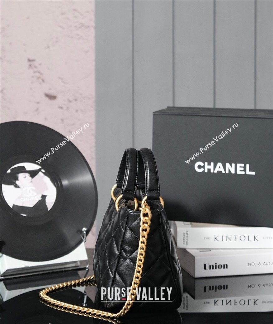 Chanel Quilted Lambskin Basket Shopping Bag Black 2025 AS4268 (yezi-250213067)