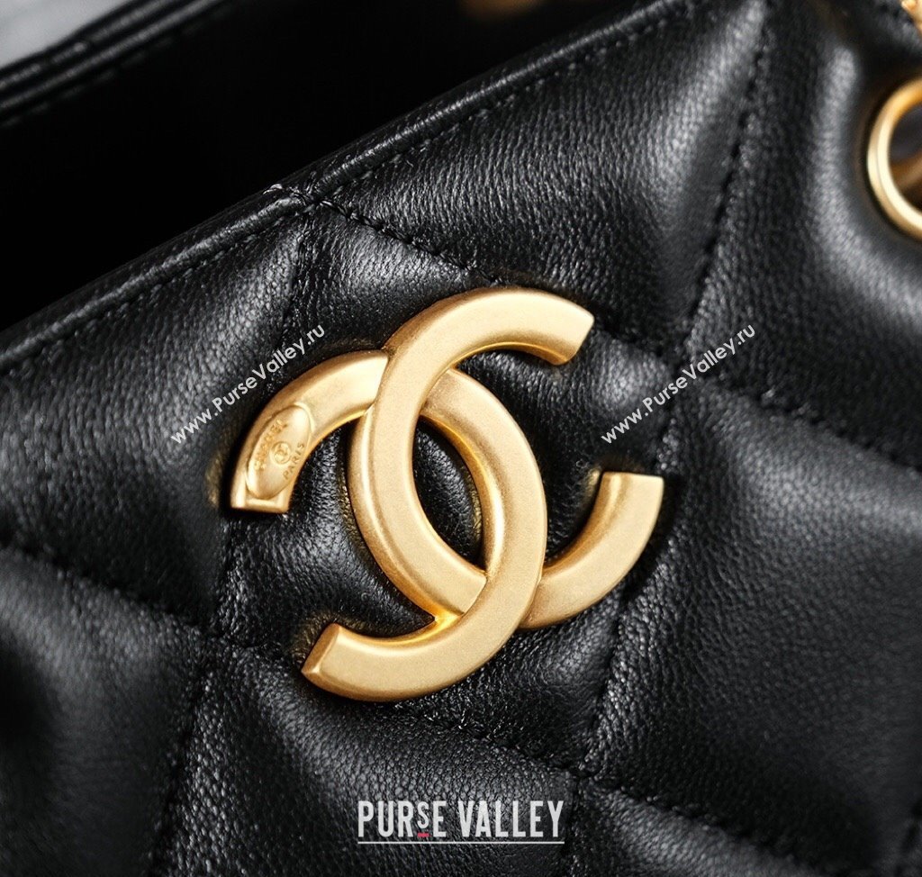 Chanel Quilted Lambskin Basket Shopping Bag Black 2025 AS4268 (yezi-250213067)